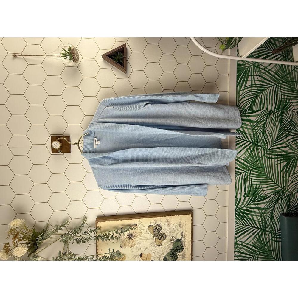 Haven Well Within Light Blue Cotton Open Front Cardigan - Size - Medium Petite